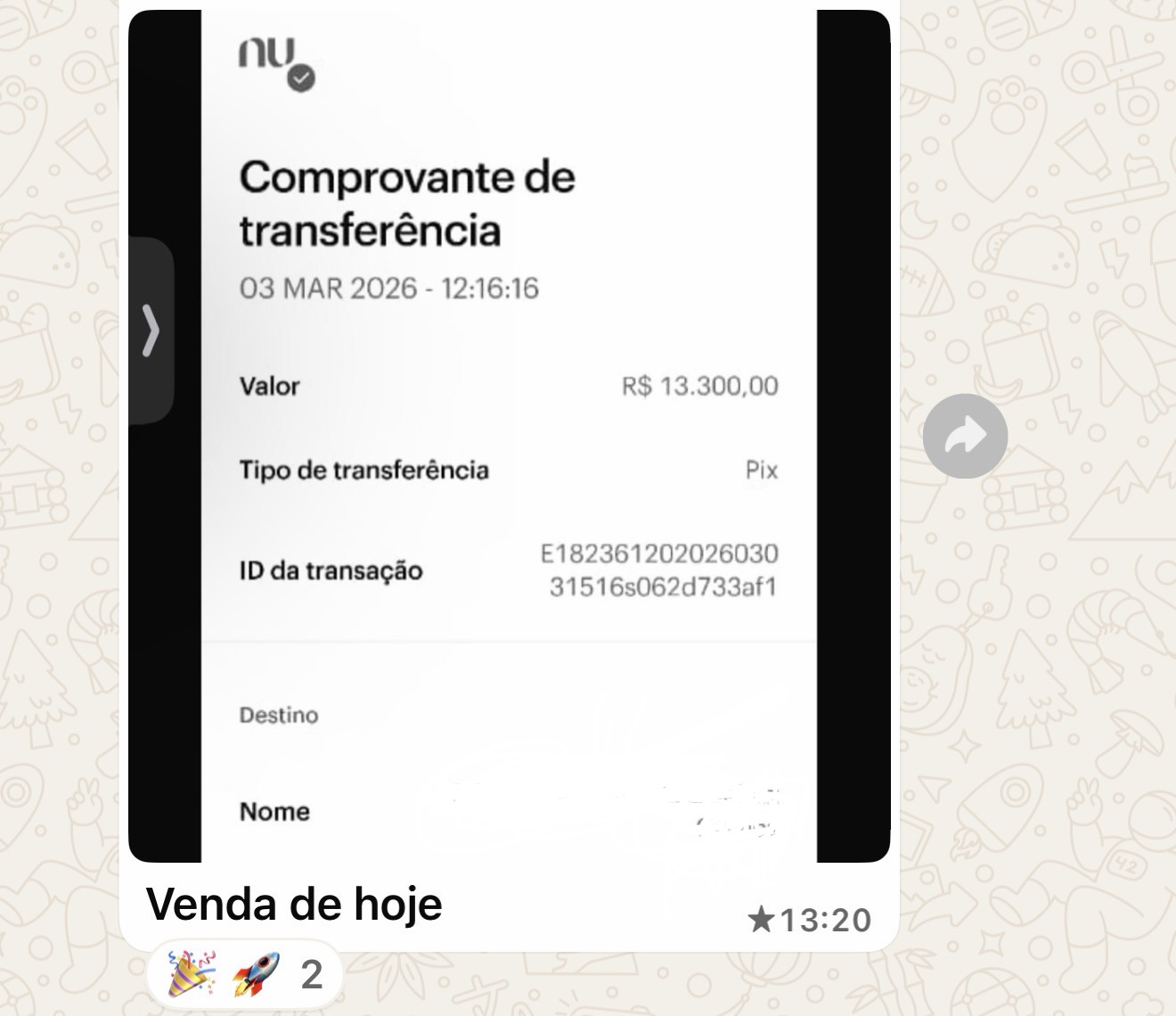 Print do depoimento de Mentorada Eternum