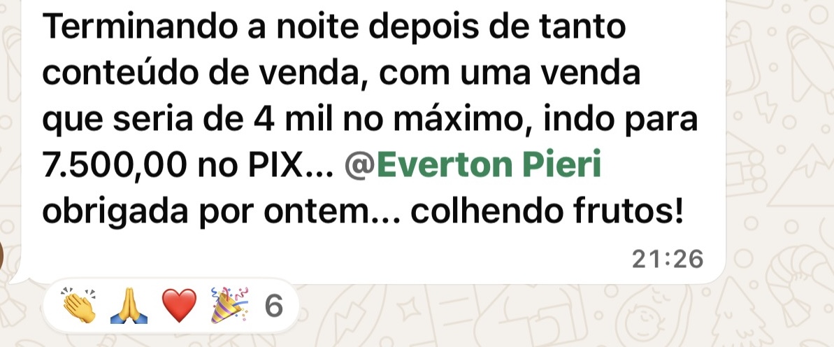 Print do depoimento de Mentorada Eternum